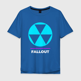 Мужская футболка хлопок Oversize с принтом Символ Fallout в неоновых цветах , 100% хлопок | свободный крой, круглый ворот, “спинка” длиннее передней части | fallout | logo | neon | игра | игры | лого | логотип | неон | символ | фаллаут