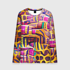 Мужской лонгслив 3D с принтом Африканские яркие мотивы в Новосибирске, 100% полиэстер | длинные рукава, круглый вырез горловины, полуприлегающий силуэт | abstraction | africa | art | bright | colors | ethnic | funny | multicoloured | pattern | positive | summer | абстракция | африка | краски | лето | мотивы | пестрый | позитивный | радостный | разноцветный | рисунок | узоры | этнический
