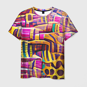 Мужская футболка 3D с принтом Африканские яркие мотивы в Петрозаводске, 100% полиэфир | прямой крой, круглый вырез горловины, длина до линии бедер | abstraction | africa | art | bright | colors | ethnic | funny | multicoloured | pattern | positive | summer | абстракция | африка | краски | лето | мотивы | пестрый | позитивный | радостный | разноцветный | рисунок | узоры | этнический