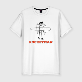 Мужская футболка хлопок Slim с принтом ROCKETMAN (Человек ракета) в Белгороде, 92% хлопок, 8% лайкра | приталенный силуэт, круглый вырез ворота, длина до линии бедра, короткий рукав | 