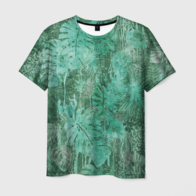 Мужская футболка 3D с принтом Растительный камуфляж в Екатеринбурге, 100% полиэфир | прямой крой, круглый вырез горловины, длина до линии бедер | abstraction | camouflage | leaf | pattern | абстракция | камуфляж | лист | паттерн