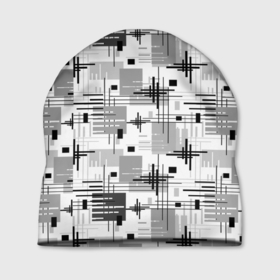 Шапка 3D с принтом Черно белый ретро геометрический узор в Новосибирске, 100% полиэстер | универсальный размер, печать по всей поверхности изделия | black and white | pattern | retro | ретро | черно белый