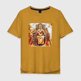 Мужская футболка хлопок Oversize с принтом Верховный бог Сварог в Санкт-Петербурге, 100% хлопок | свободный крой, круглый ворот, “спинка” длиннее передней части | бог сварог | сварог | славяне | славянская религия | славянская символика | язычество