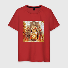 Мужская футболка хлопок с принтом Верховный бог Сварог , 100% хлопок | прямой крой, круглый вырез горловины, длина до линии бедер, слегка спущенное плечо. | бог сварог | сварог | славяне | славянская религия | славянская символика | язычество