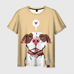 Мужская футболка 3D с принтом Собачья любовь в Санкт-Петербурге, 100% полиэфир | прямой крой, круглый вырез горловины, длина до линии бедер | бульдог | друг человека | животное | питомец | псина | собака | собачка