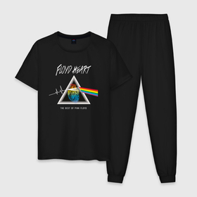 Мужская пижама хлопок с принтом Floyd Heart Pink Floyd в Белгороде, 100% хлопок | брюки и футболка прямого кроя, без карманов, на брюках мягкая резинка на поясе и по низу штанин
 | floyd | pink | rock | группа | музыка | пинк | рок | флойд