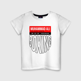 Детская футболка хлопок с принтом Мухаммед Али   легенда мирового бокса в Кировске, 100% хлопок | круглый вырез горловины, полуприлегающий силуэт, длина до линии бедер | boxer | boxing | boxing legends | muhamed ali | muhammad ali | muhammed ali | бокс | мухамед али | мухаммед али