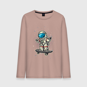 Мужской лонгслив хлопок с принтом космонавт  на скейте , 100% хлопок |  | астронавт | космонавт | космос | скейт | скейтер