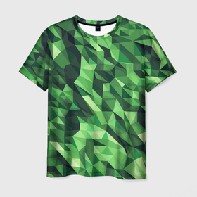 Мужская футболка 3D с принтом Объёмный полигональный камуфляж в Екатеринбурге, 100% полиэфир | прямой крой, круглый вырез горловины, длина до линии бедер | abstraction | camouflage | pattern | triangle | volume | абстракция | камуфляж | объём | паттерн | треугольник
