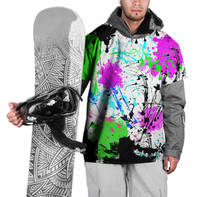 Накидка на куртку 3D с принтом Неоновые разноцветные пятна и брызги красок в Санкт-Петербурге, 100% полиэстер |  | abstract | neon | splatter | stains | абстрактный | брызги | неоновый | пятна | разноцветный