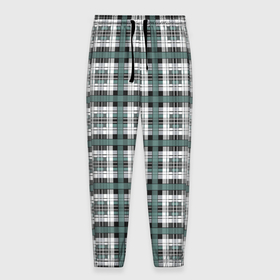 Мужские брюки 3D с принтом Серо зеленый клетчатый узор шотландка в Новосибирске, 100% полиэстер | манжеты по низу, эластичный пояс регулируется шнурком, по бокам два кармана без застежек, внутренняя часть кармана из мелкой сетки | checkered pattern | green | grey | plaid | зеленый | клетка | серый | узор в клетку | шотландка