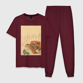 Мужская пижама хлопок с принтом Японская гравюра Карп , 100% хлопок | брюки и футболка прямого кроя, без карманов, на брюках мягкая резинка на поясе и по низу штанин
 | вы продаёте рыбов | гравюра | рыба | рыбов | рыбофф | япония | японская графика