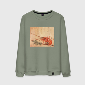 Мужской свитшот хлопок с принтом Японская графика Креветка в Петрозаводске, 100% хлопок |  | графика | живопись | животное | креветка | креветки | море | рыбы | япония