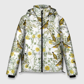Мужская зимняя куртка 3D с принтом Цветы Жёлтые С Птицами , верх — 100% полиэстер; подкладка — 100% полиэстер; утеплитель — 100% полиэстер | длина ниже бедра, свободный силуэт Оверсайз. Есть воротник-стойка, отстегивающийся капюшон и ветрозащитная планка. 

Боковые карманы с листочкой на кнопках и внутренний карман на молнии. | flowers | summer | букет | жёлтый | лето | природа | птицы | растение | флора | цветы