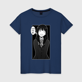 Женская футболка хлопок с принтом Плохая аниме тян   нецензурщина в Кировске, 100% хлопок | прямой крой, круглый вырез горловины, длина до линии бедер, слегка спущенное плечо | anime | chan | waifu | аниме | вайфу | тян | юмор