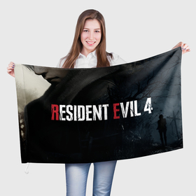 Флаг 3D с принтом Resident Evil 4 Remake Леон в Тюмени, 100% полиэстер | плотность ткани — 95 г/м2, размер — 67 х 109 см. Принт наносится с одной стороны | 
