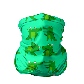 Бандана-труба 3D с принтом FUNNY CROCODILES , 100% полиэстер, ткань с особыми свойствами — Activecool | плотность 150‒180 г/м2; хорошо тянется, но сохраняет форму | Тематика изображения на принте: аллигатор | дикая природа | животное | забавный | зеленый | крокодил | милый | счастливый