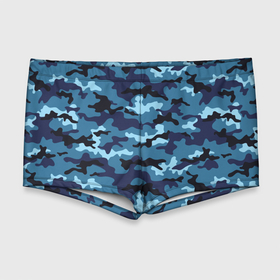 Мужские купальные плавки 3D с принтом Камуфляж Тёмно Синий | Camouflage Dark Blue в Курске, Полиэстер 85%, Спандекс 15% |  | blue | camo | camouflage | dark | камуфляж | синий | тёмный