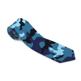 Галстук 3D с принтом Камуфляж Тёмно Синий | Camouflage Dark Blue в Белгороде, 100% полиэстер | Длина 148 см; Плотность 150-180 г/м2 | blue | camo | camouflage | dark | камуфляж | синий | тёмный
