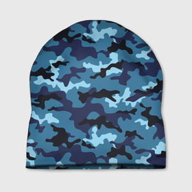Шапка 3D с принтом Камуфляж Тёмно Синий | Camouflage Dark Blue в Тюмени, 100% полиэстер | универсальный размер, печать по всей поверхности изделия | blue | camo | camouflage | dark | камуфляж | синий | тёмный