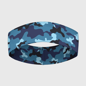 Повязка на голову 3D с принтом Камуфляж Тёмно Синий  Camouflage Dark Blue в Тюмени,  |  | blue | camo | camouflage | dark | камуфляж | синий | тёмный