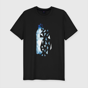 Мужская футболка хлопок Slim с принтом Bottle water в Петрозаводске, 92% хлопок, 8% лайкра | приталенный силуэт, круглый вырез ворота, длина до линии бедра, короткий рукав | bottle | геометрический | пластик | полигональный | распад | треугольники