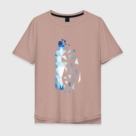 Мужская футболка хлопок Oversize с принтом Bottle water в Тюмени, 100% хлопок | свободный крой, круглый ворот, “спинка” длиннее передней части | bottle | геометрический | пластик | полигональный | распад | треугольники