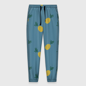 Мужские брюки 3D с принтом Pineapplы в Белгороде, 100% полиэстер | манжеты по низу, эластичный пояс регулируется шнурком, по бокам два кармана без застежек, внутренняя часть кармана из мелкой сетки | ананасик | ананасовый | ананасы | лето | паттерн | тропический