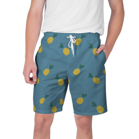 Мужские шорты 3D с принтом Pineapplы в Кировске,  полиэстер 100% | прямой крой, два кармана без застежек по бокам. Мягкая трикотажная резинка на поясе, внутри которой широкие завязки. Длина чуть выше колен | ананасик | ананасовый | ананасы | лето | паттерн | тропический