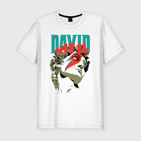 Мужская футболка хлопок Slim с принтом Давид Bowie в Курске, 92% хлопок, 8% лайкра | приталенный силуэт, круглый вырез ворота, длина до линии бедра, короткий рукав | bowie | david | david bowie | бюст | давид | давида | музыка | рок | рок группа | рок кот | роккот | статуя
