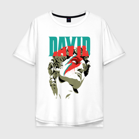 Мужская футболка хлопок Oversize с принтом Давид Bowie в Санкт-Петербурге, 100% хлопок | свободный крой, круглый ворот, “спинка” длиннее передней части | bowie | david | david bowie | бюст | давид | давида | музыка | рок | рок группа | рок кот | роккот | статуя