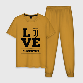 Мужская пижама хлопок с принтом Juventus Love Классика , 100% хлопок | брюки и футболка прямого кроя, без карманов, на брюках мягкая резинка на поясе и по низу штанин
 | Тематика изображения на принте: club | football | juventus | logo | love | клуб | лого | мяч | символ | спорт | футбол | футболист | футболисты | футбольный | ювентус
