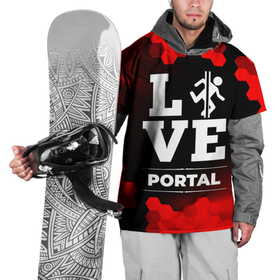 Накидка на куртку 3D с принтом Portal Love Классика , 100% полиэстер |  | logo | love | portal | игра | игры | лого | логотип | портал | символ | соты