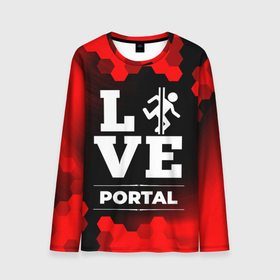 Мужской лонгслив 3D с принтом Portal Love Классика в Новосибирске, 100% полиэстер | длинные рукава, круглый вырез горловины, полуприлегающий силуэт | logo | love | portal | игра | игры | лого | логотип | портал | символ | соты
