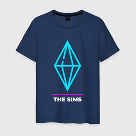 Мужская футболка хлопок с принтом Символ The Sims в неоновых цветах в Петрозаводске, 100% хлопок | прямой крой, круглый вырез горловины, длина до линии бедер, слегка спущенное плечо. | logo | neon | sims | the | the sims | игра | игры | лого | логотип | неон | символ | симс