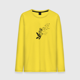 Мужской лонгслив хлопок с принтом Одуванчик цветение в Тюмени, 100% хлопок |  | одуванчик | полевые | цветение | цветы