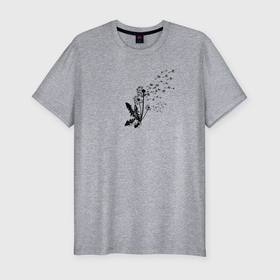 Мужская футболка хлопок Slim с принтом Одуванчик цветение в Курске, 92% хлопок, 8% лайкра | приталенный силуэт, круглый вырез ворота, длина до линии бедра, короткий рукав | одуванчик | полевые | цветение | цветы