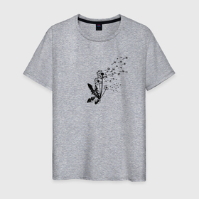 Мужская футболка хлопок с принтом Одуванчик цветение в Рязани, 100% хлопок | прямой крой, круглый вырез горловины, длина до линии бедер, слегка спущенное плечо. | Тематика изображения на принте: одуванчик | полевые | цветение | цветы