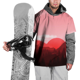 Накидка на куртку 3D с принтом Закат в горах (в розовых тонах) в Новосибирске, 100% полиэстер |  | forest | mountains | sun | абстракция | горы | закат | лес | небо | облака | солнце