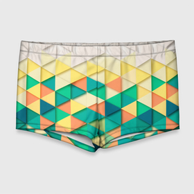 Мужские купальные плавки 3D с принтом Цветные объемные треугольники в Тюмени, Полиэстер 85%, Спандекс 15% |  | Тематика изображения на принте: геометрия | объемные | полигональный | полигоны | треугольники | цвета | цветные