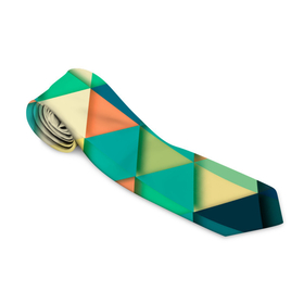 Галстук 3D с принтом Цветные объемные треугольники в Курске, 100% полиэстер | Длина 148 см; Плотность 150-180 г/м2 | геометрия | объемные | полигональный | полигоны | треугольники | цвета | цветные
