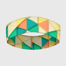 Повязка на голову 3D с принтом Цветные объемные треугольники в Новосибирске,  |  | геометрия | объемные | полигональный | полигоны | треугольники | цвета | цветные