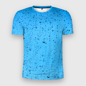 Мужская футболка 3D Slim с принтом Конденсат   Капли в Петрозаводске, 100% полиэстер с улучшенными характеристиками | приталенный силуэт, круглая горловина, широкие плечи, сужается к линии бедра | вода | капли | конденсат | роса | стекло