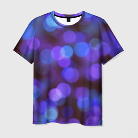 Мужская футболка 3D с принтом Фиолетовые блики (боке) в Санкт-Петербурге, 100% полиэфир | прямой крой, круглый вырез горловины, длина до линии бедер | Тематика изображения на принте: блики | боке | круги | размытие | фиолетовые