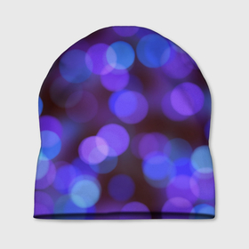 Шапка 3D с принтом Фиолетовые блики (боке) в Санкт-Петербурге, 100% полиэстер | универсальный размер, печать по всей поверхности изделия | Тематика изображения на принте: блики | боке | круги | размытие | фиолетовые
