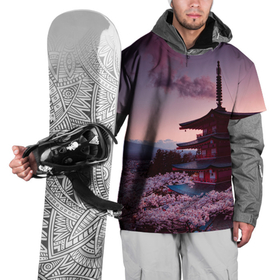 Накидка на куртку 3D с принтом Цветение сакуры в Японии в Новосибирске, 100% полиэстер |  | вишня | вулкан | закат | небо | сакура | цветение | япония | японская