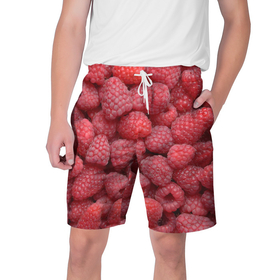 Мужские шорты 3D с принтом Малина   ягоды в Тюмени,  полиэстер 100% | прямой крой, два кармана без застежек по бокам. Мягкая трикотажная резинка на поясе, внутри которой широкие завязки. Длина чуть выше колен | еда | лесные ягоды | малина | малина текстура | малиновые | малиновый | фрукты и ягоды | ягода | ягода малина | ягоды