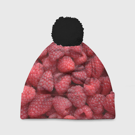 Шапка 3D c помпоном с принтом Малина   ягоды в Кировске, 100% полиэстер | универсальный размер, печать по всей поверхности изделия | еда | лесные ягоды | малина | малина текстура | малиновые | малиновый | фрукты и ягоды | ягода | ягода малина | ягоды