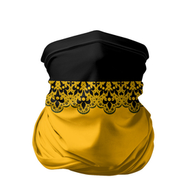Бандана-труба 3D с принтом Черное кружево на желтом фоне в Новосибирске, 100% полиэстер, ткань с особыми свойствами — Activecool | плотность 150‒180 г/м2; хорошо тянется, но сохраняет форму | black lace | lace | желтый | кружева | черное кружево | черный и желтый
