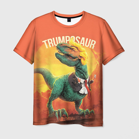 Мужская футболка 3D с принтом Дональд Трамп. Трампозавр в Тюмени, 100% полиэфир | прямой крой, круглый вырез горловины, длина до линии бедер | donald trump | америка | динозавр | дональд трамп | сша